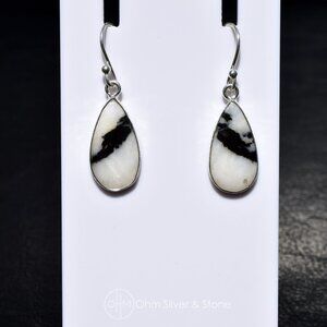 Sterling Silver Zebra Jasper Teardrop Gemstone Earrings
